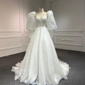 BYG #WL51 FULL LACE SEQUINS PUFF SLEEVES MERMAID DRESS