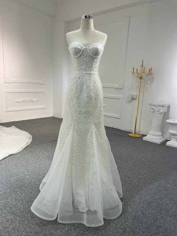 BYG#WL53 LACE BEADINGS A LINE WEDDING DRESS - Image 5