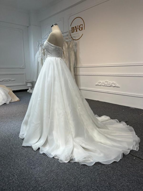 BYG #WL51 FULL LACE SEQUINS PUFF SLEEVES MERMAID DRESS - Image 7