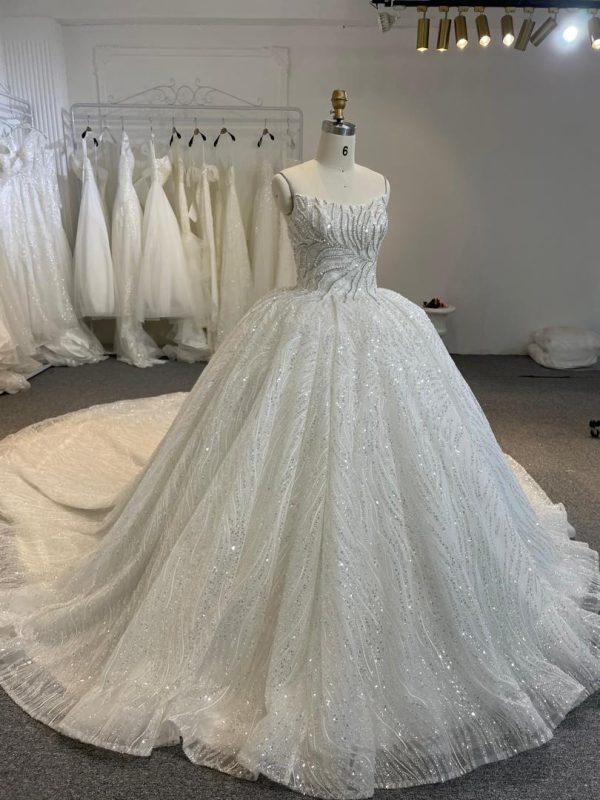 BYG24-25 STRAPLESS SEQUINS BEADING BALL GOWN WEDDING DRESS - Image 4