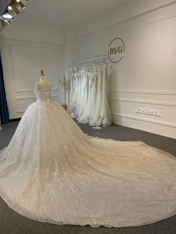 BYG24-25 STRAPLESS SEQUINS BEADING BALL GOWN WEDDING DRESS - Image 5