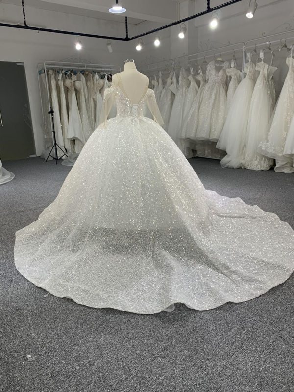 B203#Luxurious And Sexy Shoulder Bead Grown Wedding Dress - Image 4