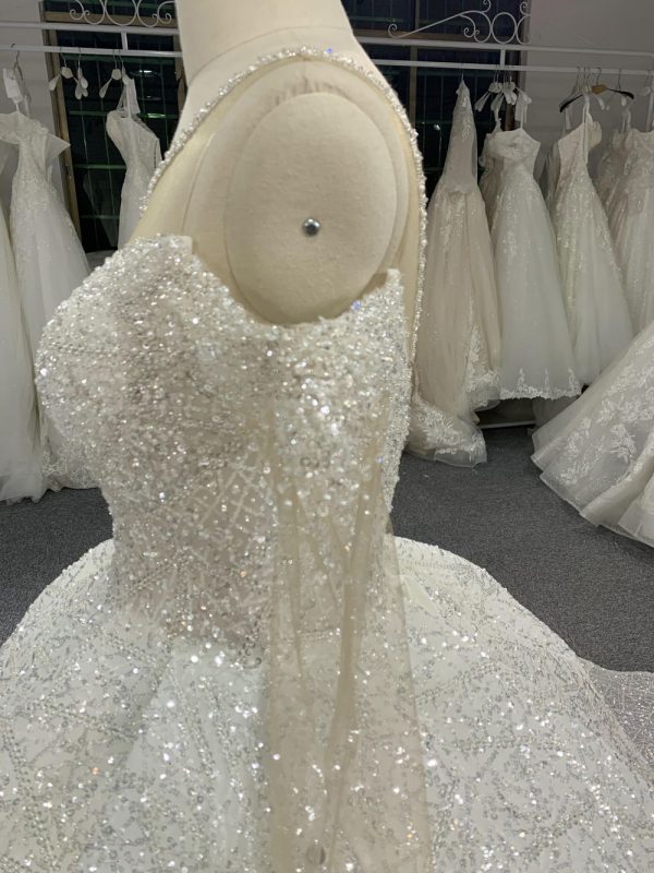 B203#Luxurious And Sexy Shoulder Bead Grown Wedding Dress - Image 5