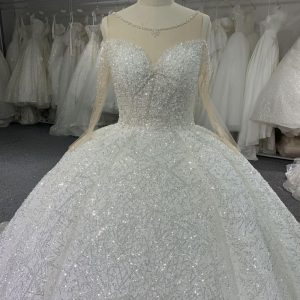 B203#Luxurious And Sexy Shoulder Bead Grown Wedding Dress