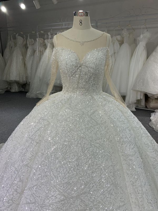 B203#Luxurious And Sexy Shoulder Bead Grown Wedding Dress