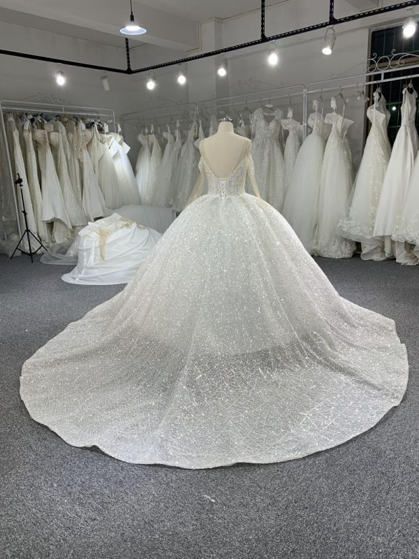 B203#Luxurious And Sexy Shoulder Bead Grown Wedding Dress - Image 6