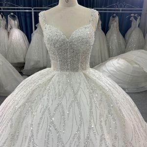 B207# Large Trail Wedding Grwon Dress with beaded Vest body