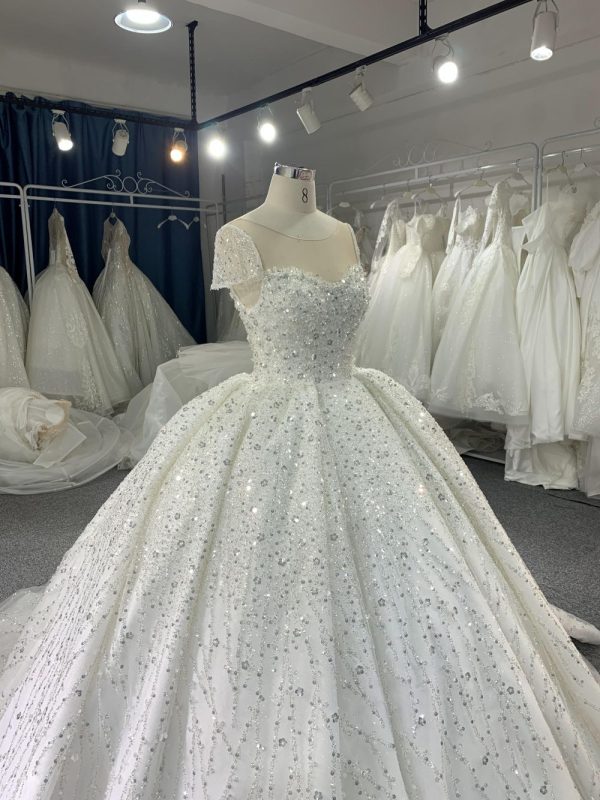 B219# Customized Square Lace Wedding Dresses Princess Ball Gown - Image 4