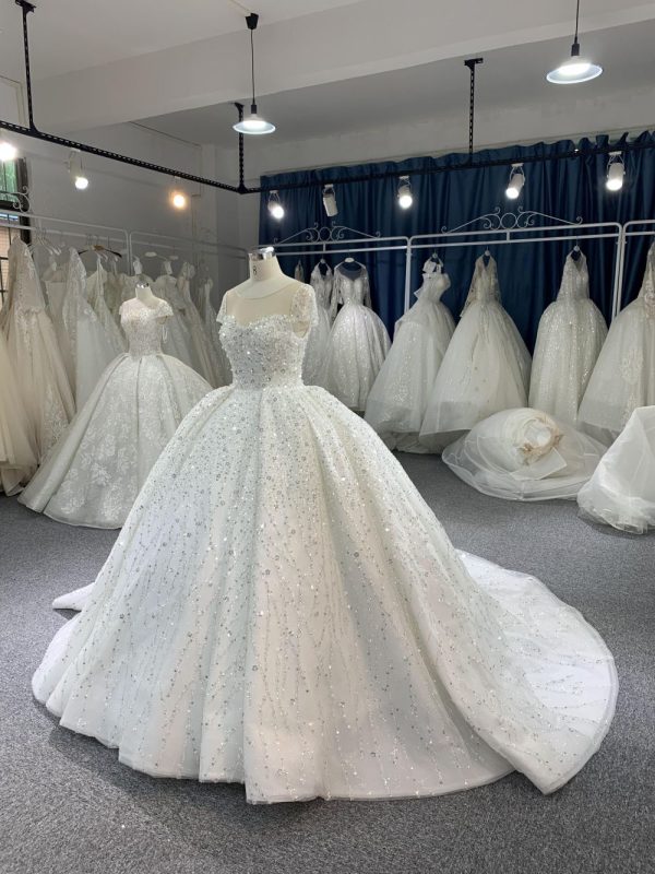 B219# Customized Square Lace Wedding Dresses Princess Ball Gown - Image 5