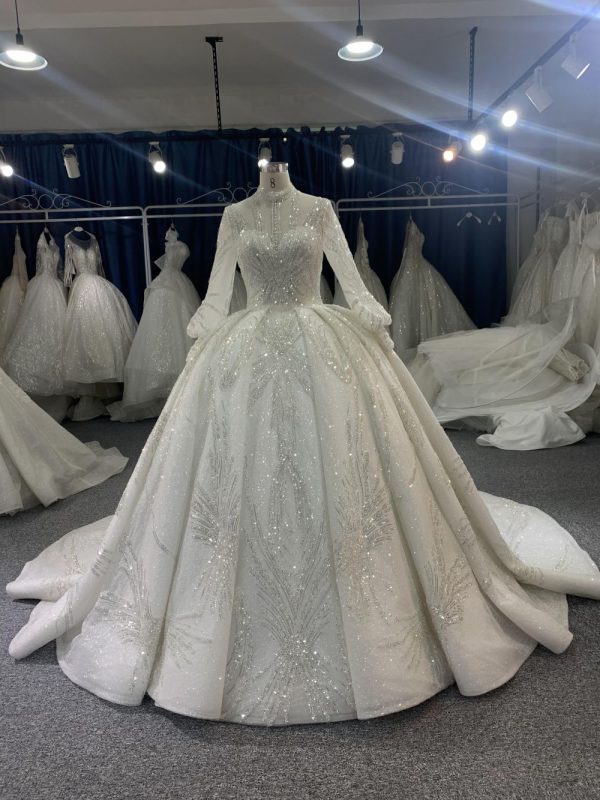 B217# Luxury crystal beaded embroidery bling fairy wedding dress - Image 2