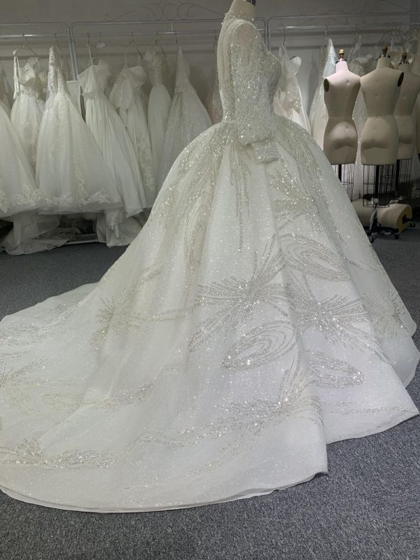 B217# Luxury crystal beaded embroidery bling fairy wedding dress - Image 3