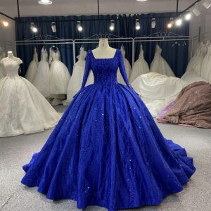 B216# Gorgeous Sequins Long Sleeves Tulle Lace Bridal Gowns