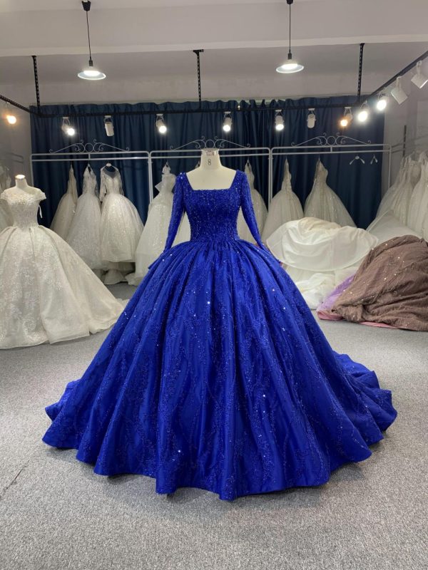 B216# Gorgeous Sequins Long Sleeves Tulle Lace Bridal Gowns