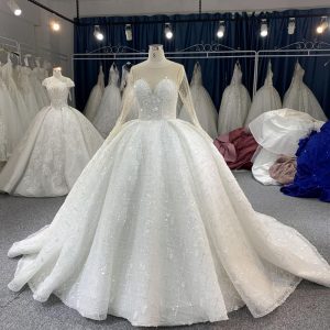 B218# Luxury Beaded Long Sleeves Bridal Gown For A Fairy Tail Wedding