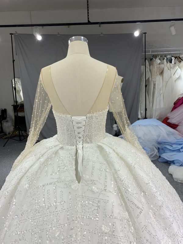 B218# Luxury Beaded Long Sleeves Bridal Gown For A Fairy Tail Wedding - Image 6
