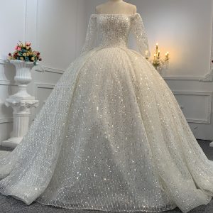 B231- BYG Squeins Beading Lace Wedding Ball Gown