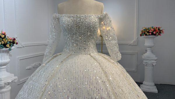 B231- BYG Squeins Beading Lace Wedding Ball Gown - Image 2