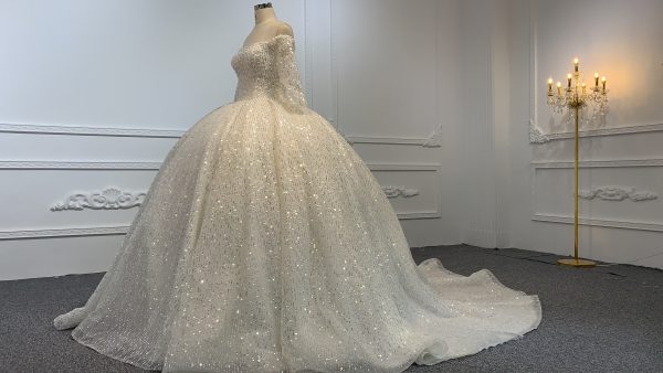 B231- BYG Squeins Beading Lace Wedding Ball Gown - Image 4