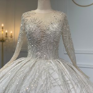 Z044- BYG luxury pearl beading ball gown with heavy lace