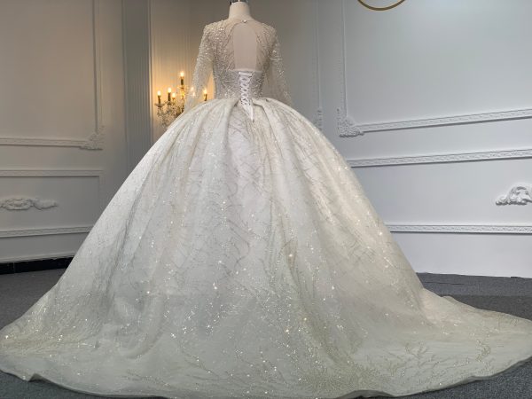 Z044- BYG luxury pearl beading ball gown with heavy lace - Image 4