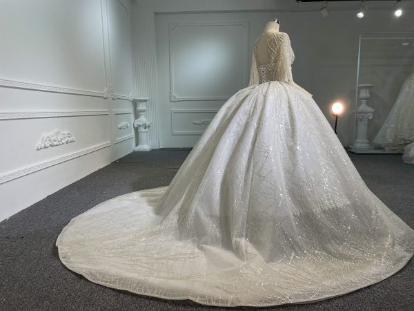 Z044- BYG luxury pearl beading ball gown with heavy lace - Image 7
