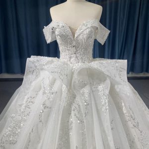 R2023 # Armhole Sleeved Spired Beads Lace multi -Large Wedding Dress