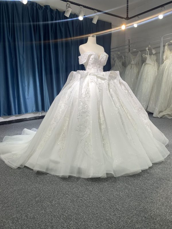 R2023 # Armhole Sleeved Spired Beads Lace multi -Large Wedding Dress - Image 2
