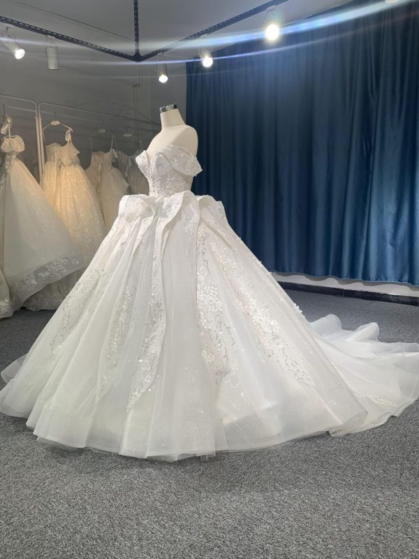 R2023 # Armhole Sleeved Spired Beads Lace multi -Large Wedding Dress - Image 4
