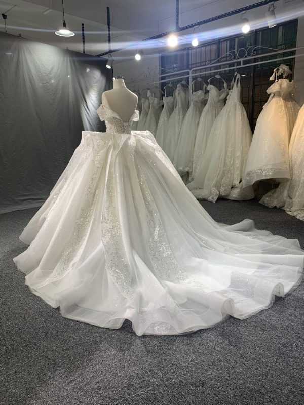 R2023 # Armhole Sleeved Spired Beads Lace multi -Large Wedding Dress - Image 5