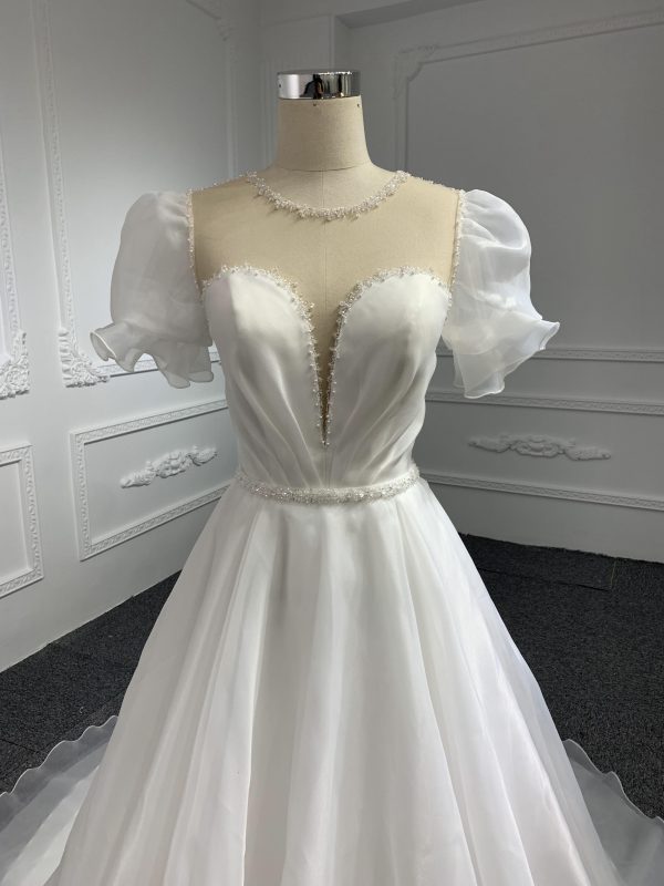 Z010-The Organza V-neckline Short Sleeve With Long Tail - Image 2