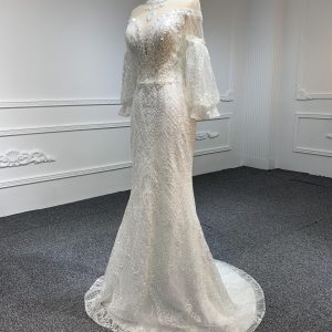 Z007- Shiny lace mermaid dress with detachable train