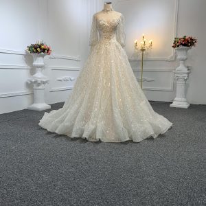 Z003-Sweetheart Neckline A-line Wedding Dress With Removable Sleeves