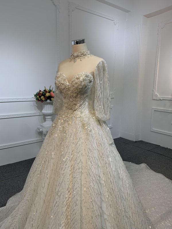 Z003-Sweetheart Neckline A-line Wedding Dress With Removable Sleeves - Image 5