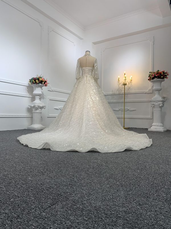Z003-Sweetheart Neckline A-line Wedding Dress With Removable Sleeves - Image 6