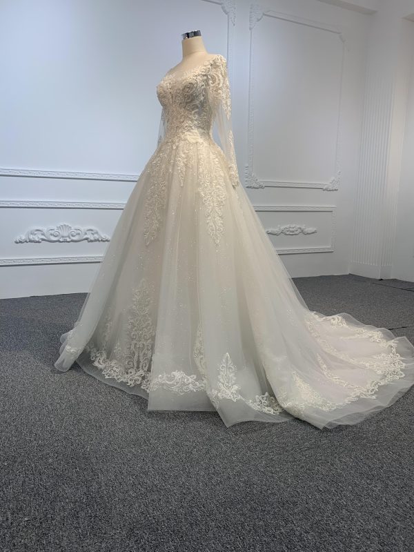 29801-BYG OFF-WHITE SIMPLE LACE A-LINE WEDDING DRESS - Image 3