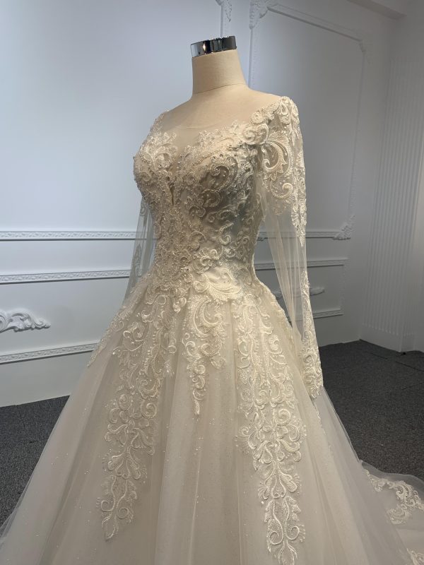 29801-BYG OFF-WHITE SIMPLE LACE A-LINE WEDDING DRESS - Image 4