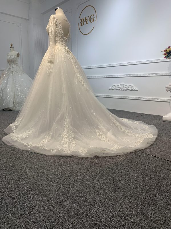 29801-BYG OFF-WHITE SIMPLE LACE A-LINE WEDDING DRESS - Image 2