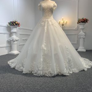 29736-BYG simple off-white embroidery A-line dress