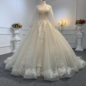 29601-The Champagne Embroidered A-line Wedding Gown