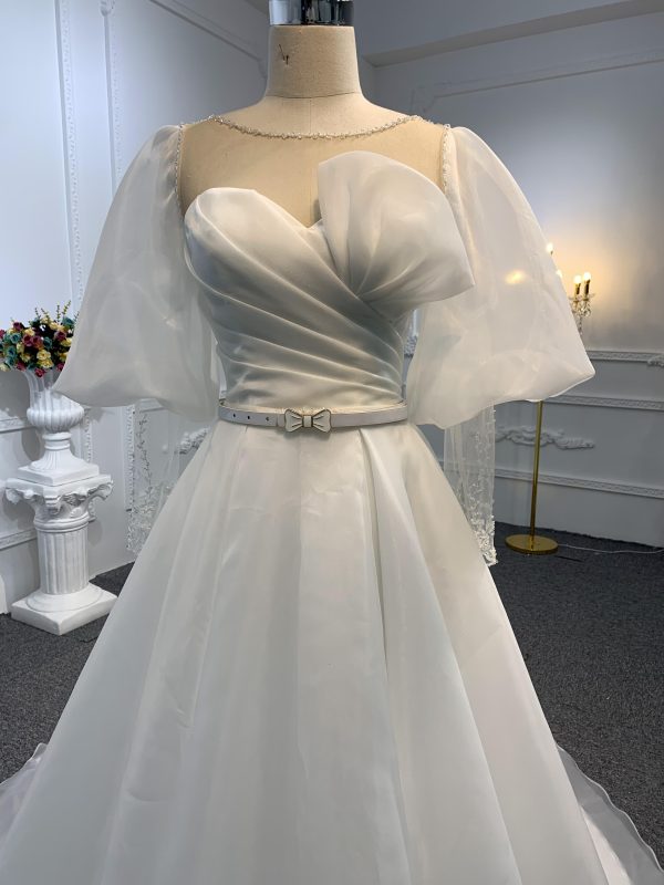 Z019-The Organza Sweetheart Neckline Long Sleeve Wedding Dress - Image 5