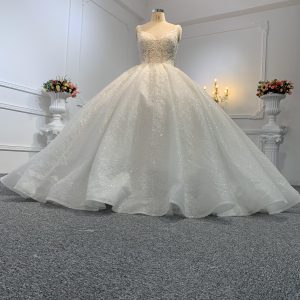 B209# Princess wedding dress in beading with sweetheart neckline and open back