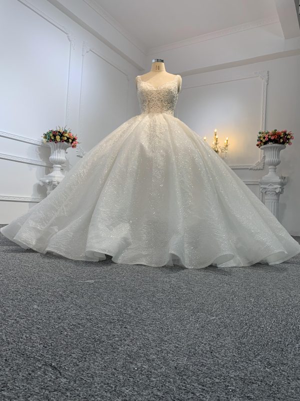 B209# Princess wedding dress in beading with sweetheart neckline and open back