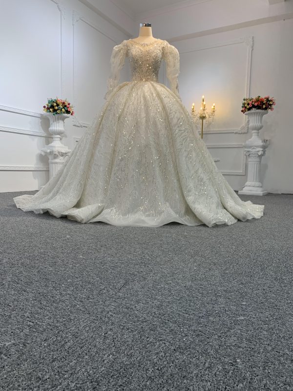 Z002-The Luxury Beading Ball Gown With Removable Sleeve - Image 3