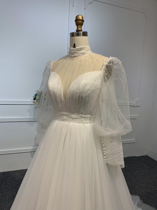 Z026- BYG Organza wedding dress with tail - Image 4