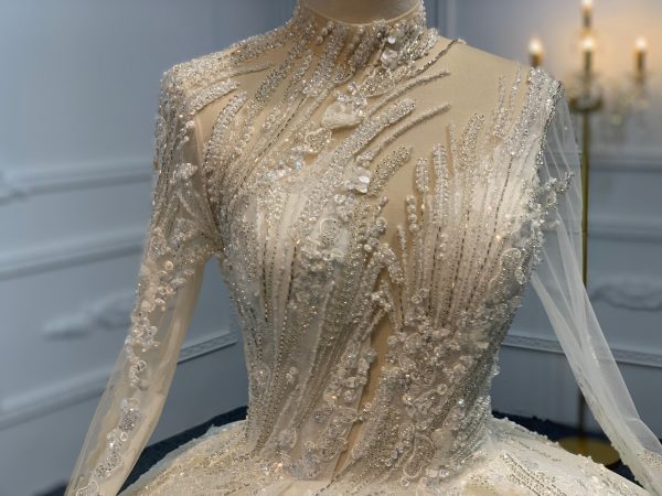 Z030-BYG SUPER LUXURIOUS BALL GOWN WITH HEAVY BEEDING LACE - Image 6