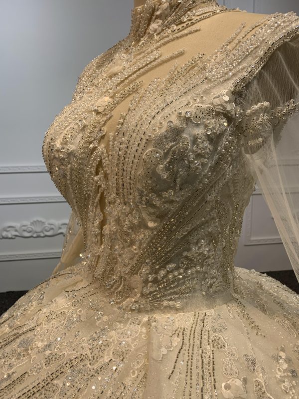 Z030-BYG SUPER LUXURIOUS BALL GOWN WITH HEAVY BEEDING LACE - Image 8