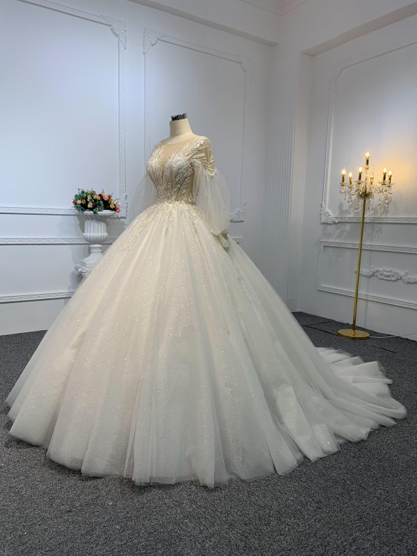 Z032-BYG OWN DESIGN WITH BEAUTIFUL BEADING AND V-NECKLINE BALL GOWN - Image 2