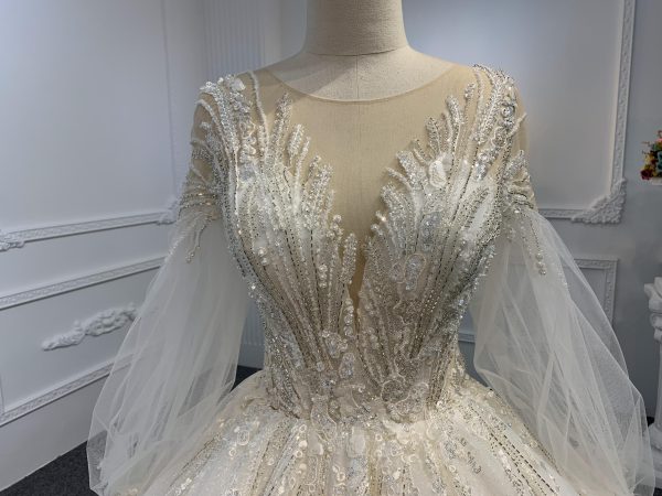 Z032-BYG OWN DESIGN WITH BEAUTIFUL BEADING AND V-NECKLINE BALL GOWN - Image 3