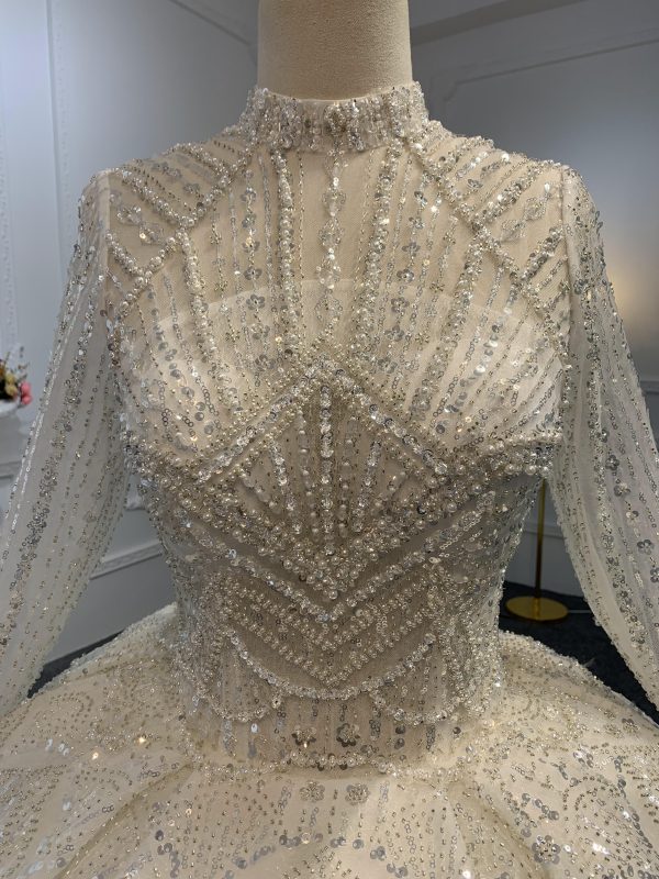 Z033-BYG OWN DESIGN WITH SUPER LUXURIOUS BEADING AND HIGH NEEKLINE BALL GOWN - Image 2