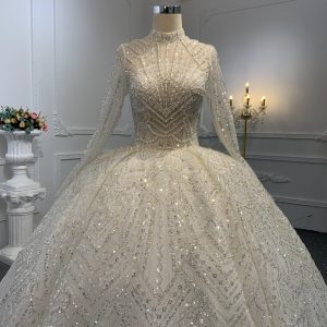 Z033- Super luxury ball gown with Long tail and sleeves